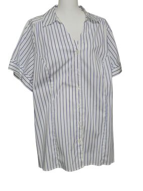 Lane Bryant Plus Size Stretch Cotton Striped Blouse